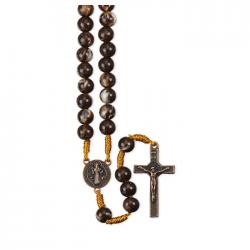  BROWN MARBLE BEAD CORD ROSARY (10 PC) 